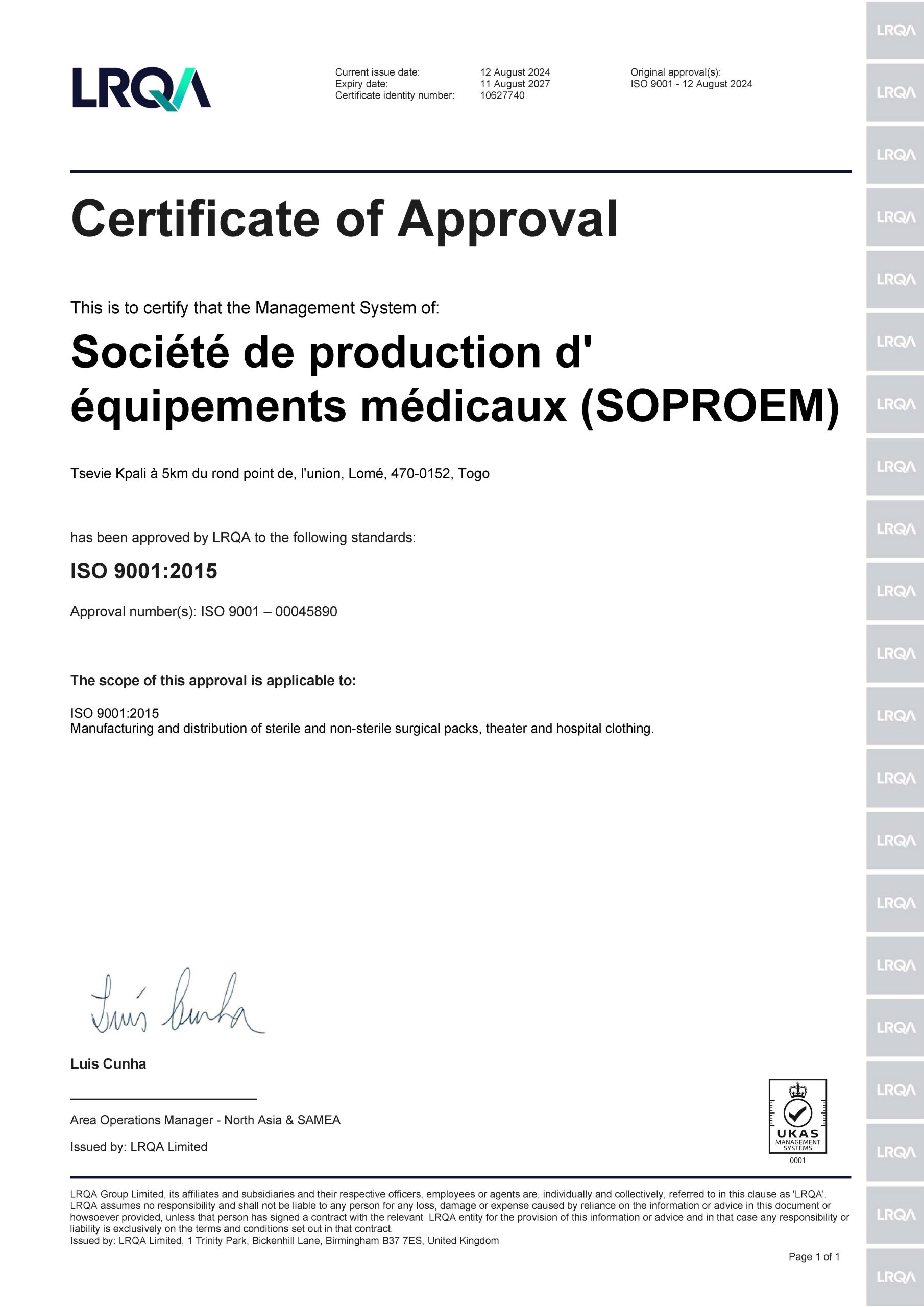 ISO 9001 Certificate